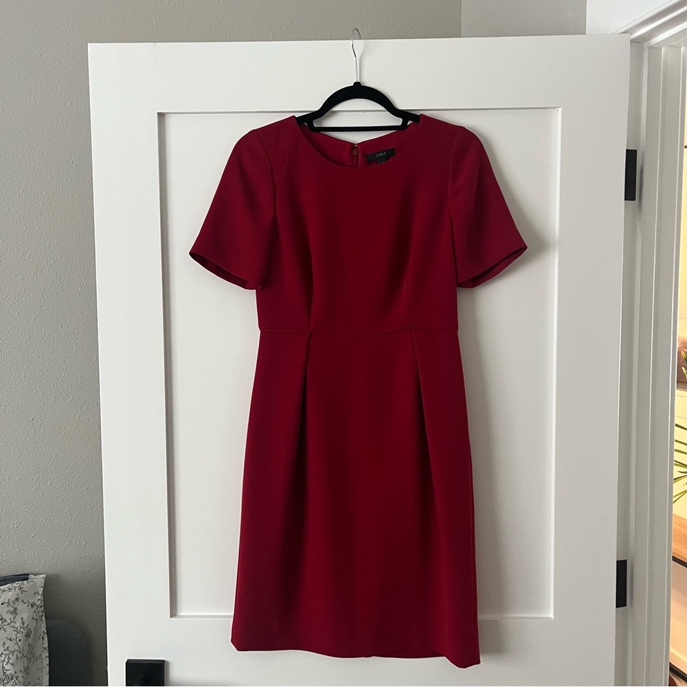 J.Crew Allie Red Crepe Short Sleeve Dress.